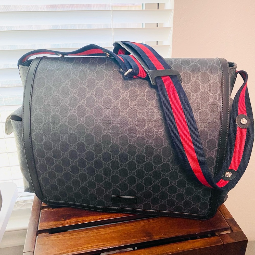 GUCCI GG SUPREME Black Diaper Bag